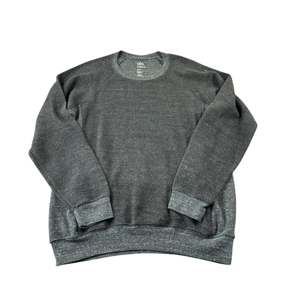 Alo Gray Polyester Blend‎ Crewneck Fleece Sweater Size Large L